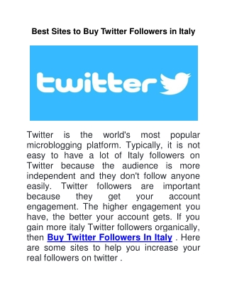Best Sites to Buy Twitter Followers in Italy