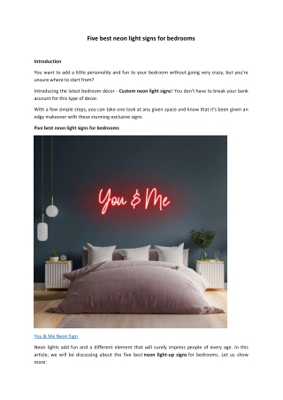 Five best neon light signs for bedrooms