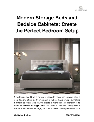 Modern Storage Beds and Bedside Cabinets Create the Perfect Bedroom Setup
