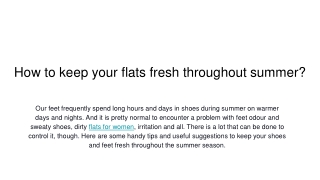 How to keep your flats fresh throughout summer_