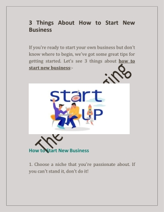 3 Things About How to Start New Business