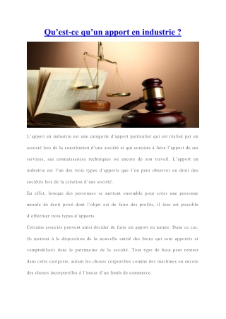 Tout savoir sur l'apport en industrie