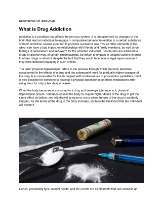Dependence On Illicit Drugs