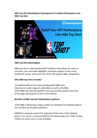 NBA Top Shot Marketplace Development