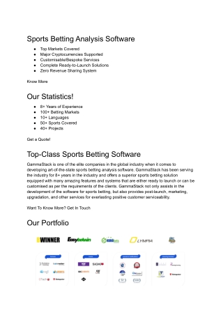 Sports Betting analysis Software