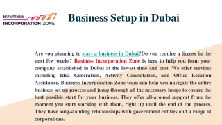 Business Setup in Dubai