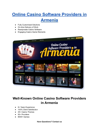 Online Casino Software Providers in Armenia