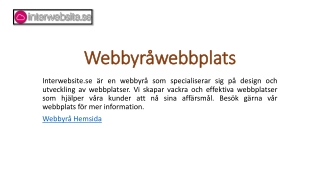 Webbyråwebbplats | Interwebsite.se