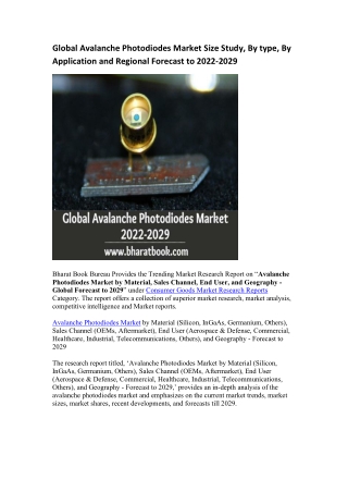 Global Avalanche Photodiodes Market Research Report 2022-2029