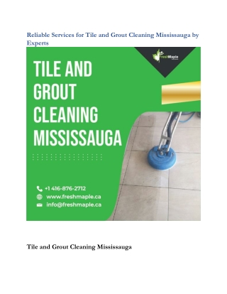 Reliable Services for Tile and Grout Cleaning Mississauga by Experts