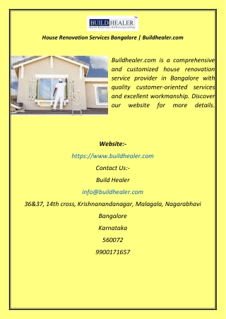 House Renovation Services Bangalore  Buildhealer