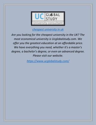 Cheapest University in Uk | Ucglobalstudy.com