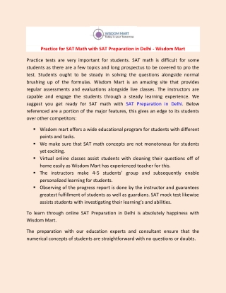 Practice for SAT Math with SAT Preparation in Delhi