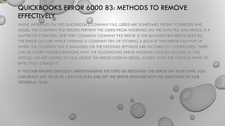 An effective method to resolve QuickBooks Error 6000 83