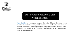 Buy delicious chocolate bars | vegandelights.se
