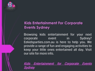 Kids Entertainment For Corporate Events Sydney  Eekidsparties.com.au