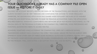 How to resolve the QuickBooks Already Has A Company File Open issue on your desktop