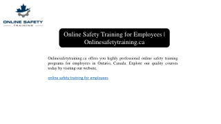 Online Safety Training for Employees | Onlinesafetytraining.ca