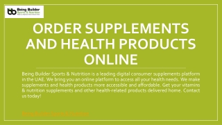 Order supplements and health products online