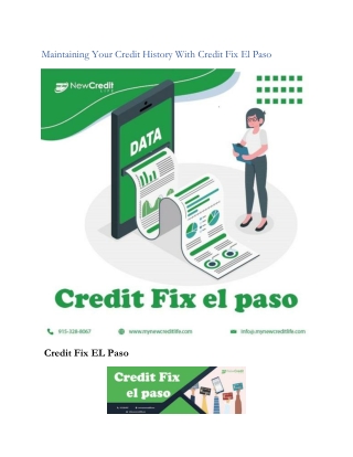 Maintaining Your Credit History With Credit Fix El Paso