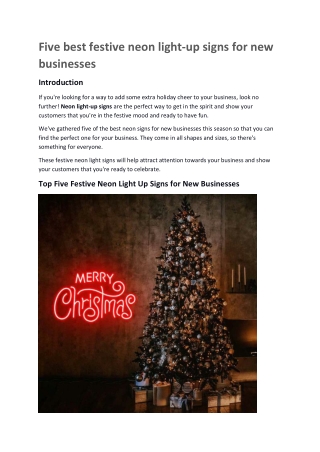 Five best festive neon light-up signs for new businesses