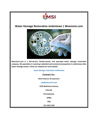 Water Damage Restoration Jenkintown | Wearemsi.com