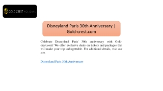 Disneyland Paris 30th Anniversary | Gold-crest.com