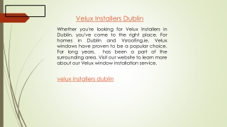 Velux Installers Dublin  Vsroofing.ie