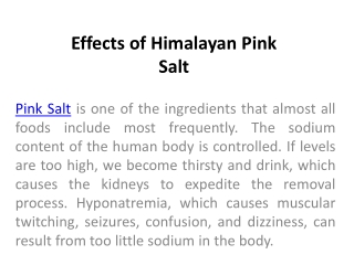 Effects of Himalayan Pink Salt