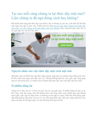 Tại sao mỗi sáng chúng ta lại thức dậy mệt mỏi? Liệu chúng ta đã ngủ đúng cách h
