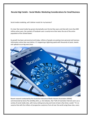 Neculai Gigi Catalin - Social Media Marketing