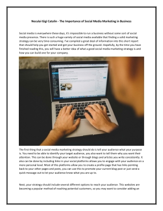 Neculai Gigi Catalin -  Social Media Marketing in Business