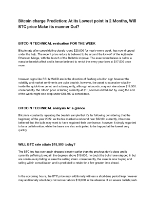 Bitcoin charge Prediction_ At its Lowest point in 2 Months, Will BTC price Make its manner Out_