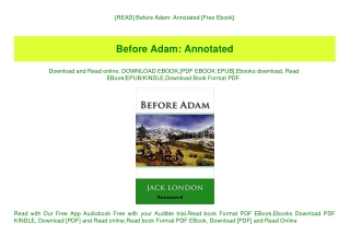 [READ] Before Adam Annotated [Free Ebook]