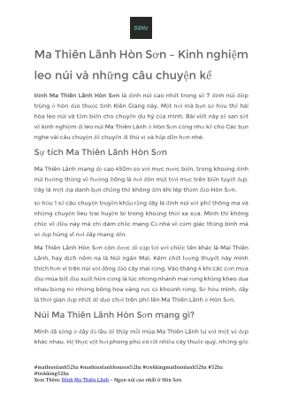 Review Kinh Nghiem Leo Nui Ma Thien Lanh Hon Son Cung 52hz