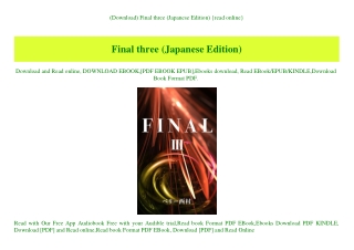 (Download) Final three (Japanese Edition) {read online}