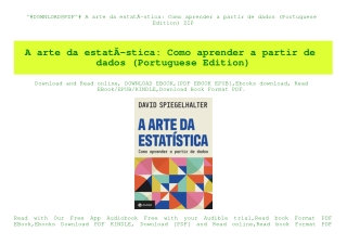 ^#DOWNLOAD@PDF^# A arte da estatÃƒÂ­stica Como aprender a partir de dados (Portuguese Edition) ZIP