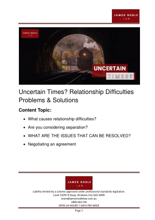 Uncertain Times? Relationship Difficulties Problems & Solutions