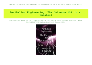 EPUB$ Perihelion Engineering The Universe Not in a Nutshell [EBOOK EPUB KIDLE]