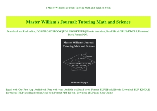(B.O.O.K.$ Master William's Journal Tutoring Math and Science ebook