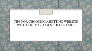 Tips For Choosing A Betting Website With Good SG Pools Soccer Odds