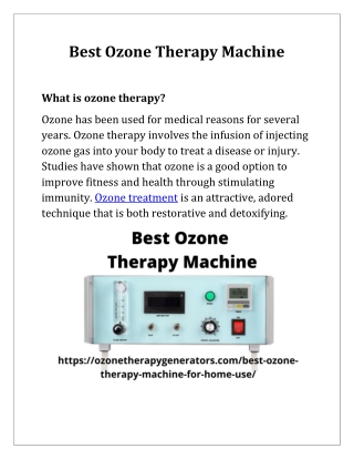 Best Ozone Therapy Machine