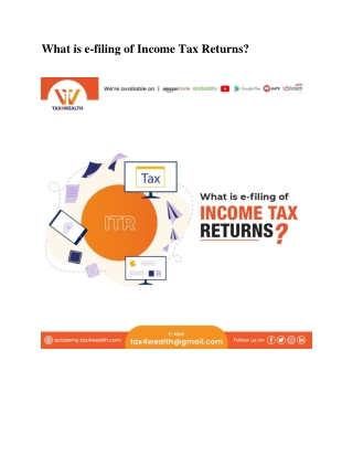 What is e-filing of Income Tax Returns? – Academy Tax4wealth