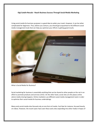 Gigi Catalin Neculai - Reach Business Success Through Social Media Marketing