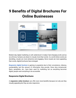 9 Benefits of Digital Brochures For Online Businesses