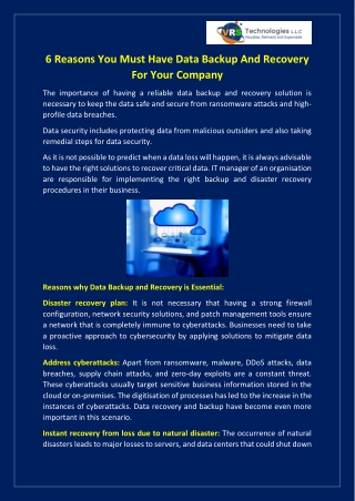 6 Reasons You Must Have Data Backup And Recovery For Your Company