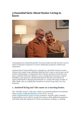 5 Essential facts About Senior Living to know