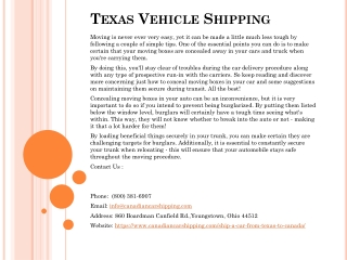 Texas Vehicle Shipping