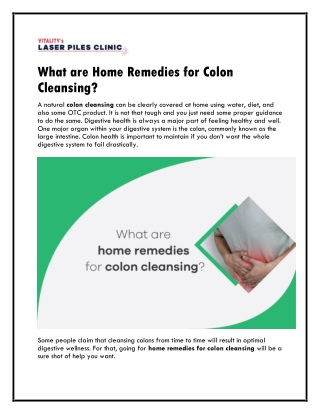 What are Home Remedies for Colon Cleansing