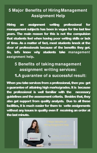 5 Major Benefits of Hiring Management Assignment Help